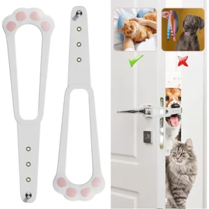 Adjustable Cat Door Holder Latch Flexible Strap Deterrent to Prevent Dogs Accessing Cat Litter Boxes And Food