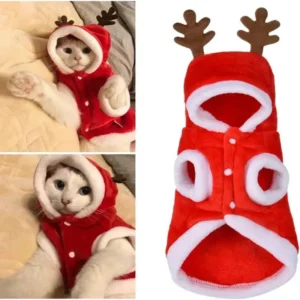 Christmas Pet Santa Costume Warm Flannel Hooded Jacket Winter Clothing for Small Dogs Chihuahua Yorkshire Terrier Apparel