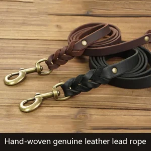 Leather Dog Leash Dogs Long Leashes Braided Pet Walking Training Leads Black Colors for Medium Large Pet GXQ15