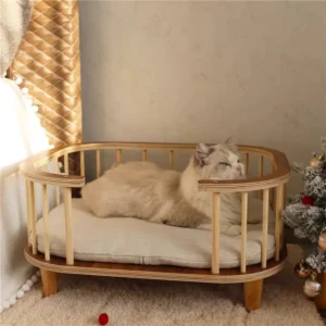 Creative Solid Wood Beds for Pet Cats Dogs All-season Waterproof Mold-proof Floor-standing Mattress Pet Furniture Products Beds