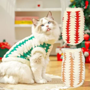 Pet Apparel Windproof Christmas Pet Clothes Comfortable Velvet Cat Warm Vest Soft Puppy Two-Legged Clothing Party