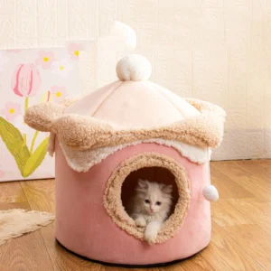 Pet Tent Cave Bed for Cats Small Dogs Self-Warming ice cream Cat Tent Bed Cat Hut Comfortable Pet Sleeping Bed